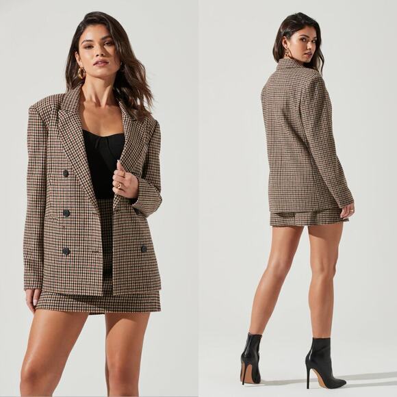 ASTR The Label Brina Plaid Double Breasted Blazer size small - Picture 1 of 8